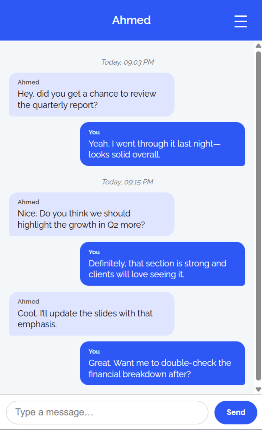 Quill Chat UI Preview